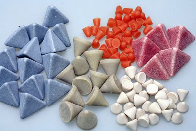 Ceramic and plastic tumbling media